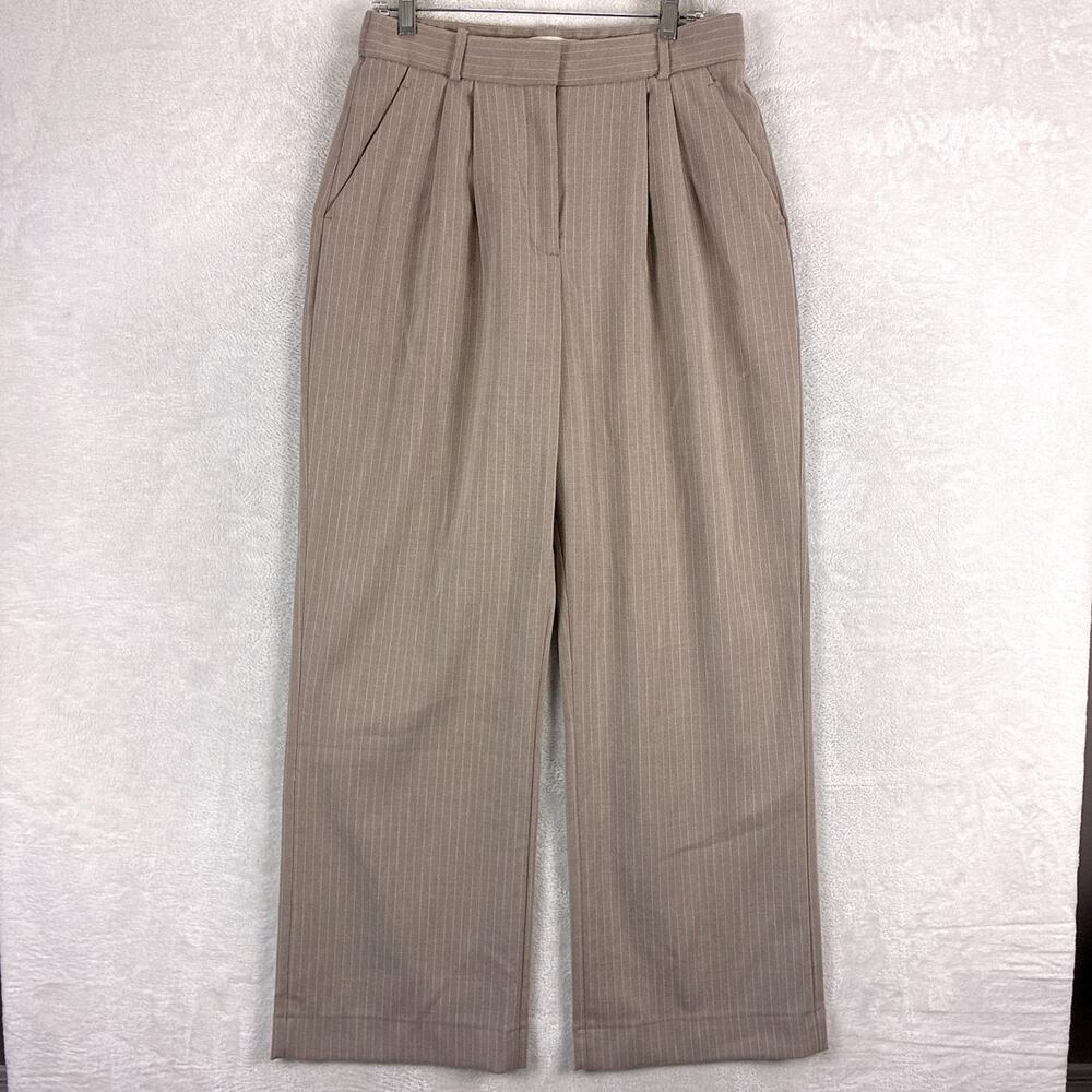 Abercrombie & Fitch Pants Womens 31 Long Beige Pinstripe Sloane Pleated Preppy